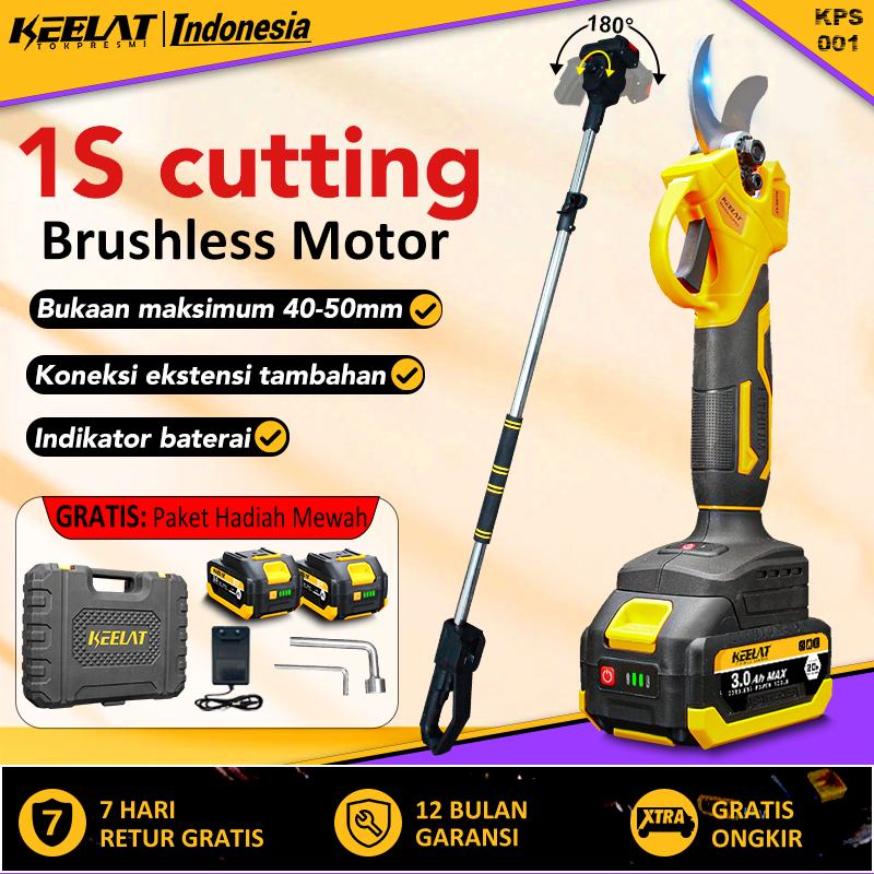 KEELAT—KPS001 brushless Gunting dahan elektrik Cordless   gunting dahan dan ranting baterai