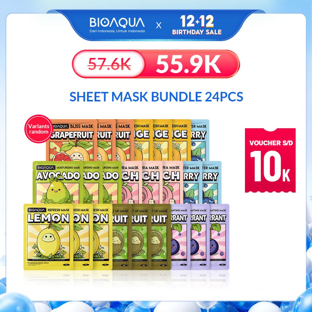 BIOAQUA Sheet Mask Paket Brightening Moisturizing Skin Care Hydrating Essence Face Mask Anti aging M