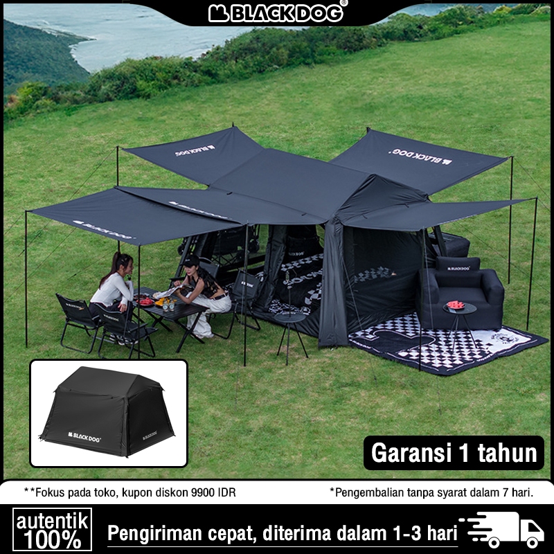 BLACKDOG Berkemah Tenda Otomatis Tenda Luar Ruangan Lem Hitam Lem Hitam Tenda Pembuka Cepat Set Leng