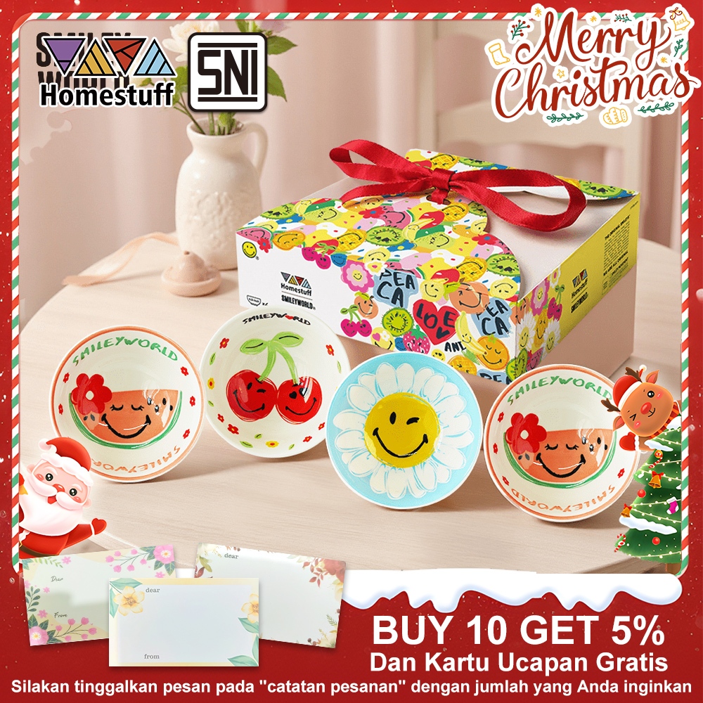 [12.12 BUY 10 GET 5%] HOMESTUFF x SmileyWorld / Hampers Mangkok Set SmileyWorld / Motif SmileyWorld 