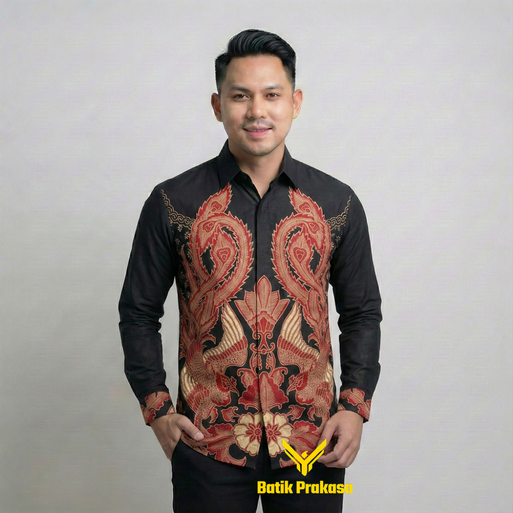 Kemeja Batik Pria 0321 Baju Lengan Panjang Slimfit Lapis Furing Batik Prakasa Motif Tara kode 0321 B