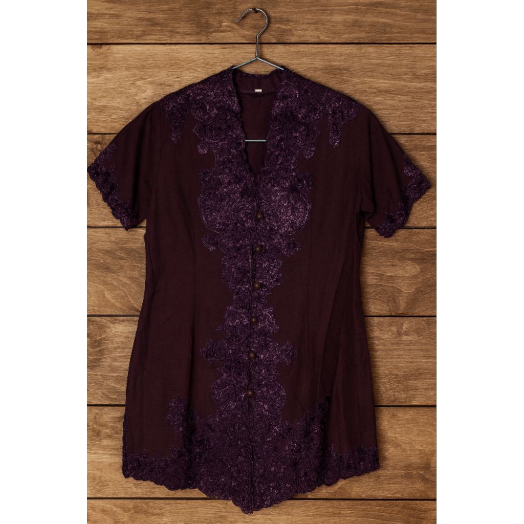 kebaya ungu bordir renda