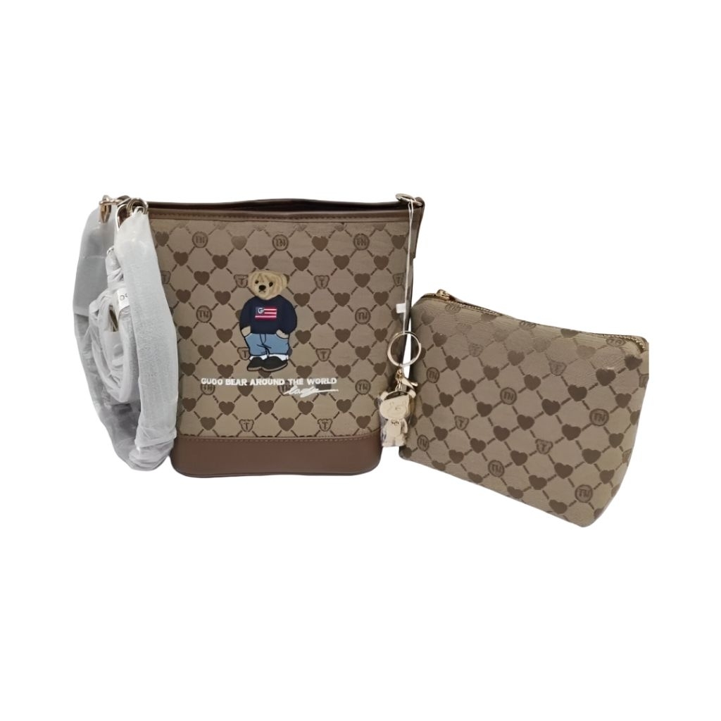 Tas Ttwn Guoo Bear Bangkok Original Gu8004 Coklat Brown Totebag Tote Bag Wanita Woman Women Cewek
