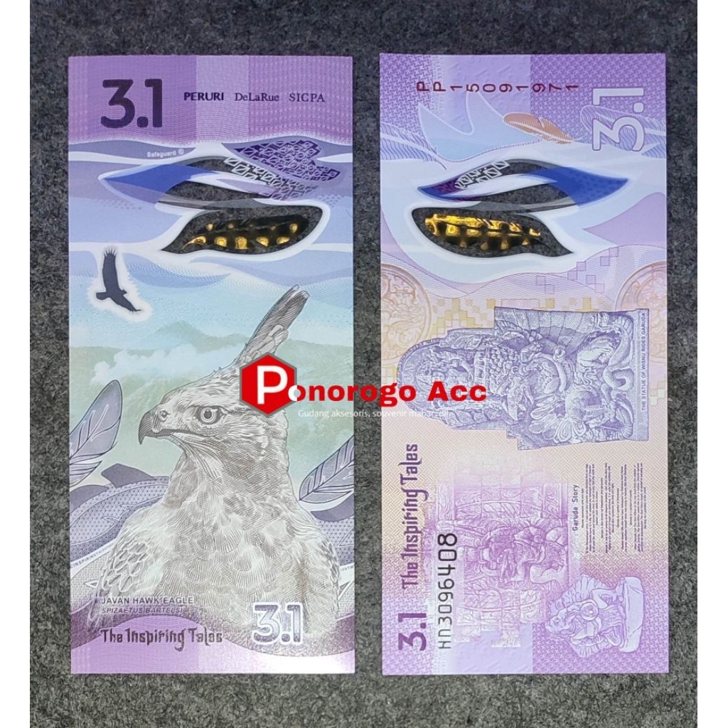 Test Note Elang Jawa Polymer 3.1 Koleksi Uang PERURI Javan Hawk Eagle Uang Rp 3.1 The Inspiring Tale