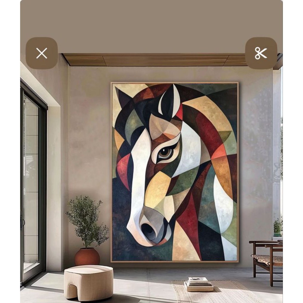 Hiasan Dinding Ruang Tamu Lukisan Kuda Abstrak Minimalis