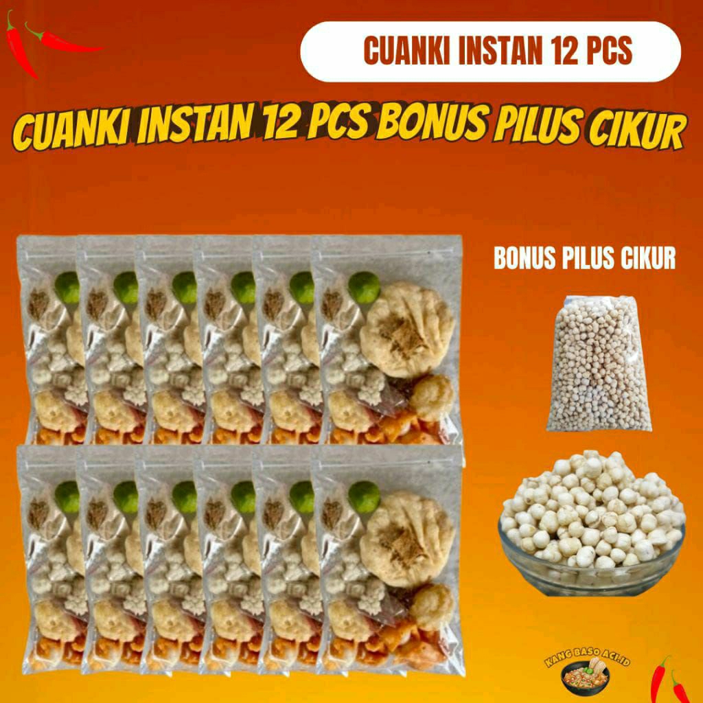 Cuanki instan 12pcs bonus Pilus cikur /Cuanki instan