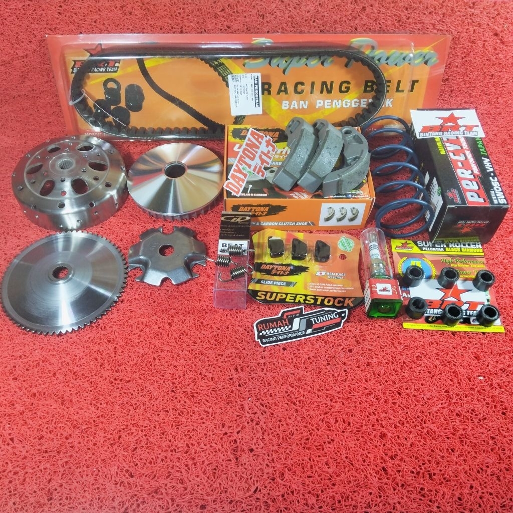 FULL UPGRADE CVT KIRIAN KVY BEAT KARBU / SCOOPY KARBU / SPACY KARBU VANBELT ROLLER KAMPAS GANDA DAYT