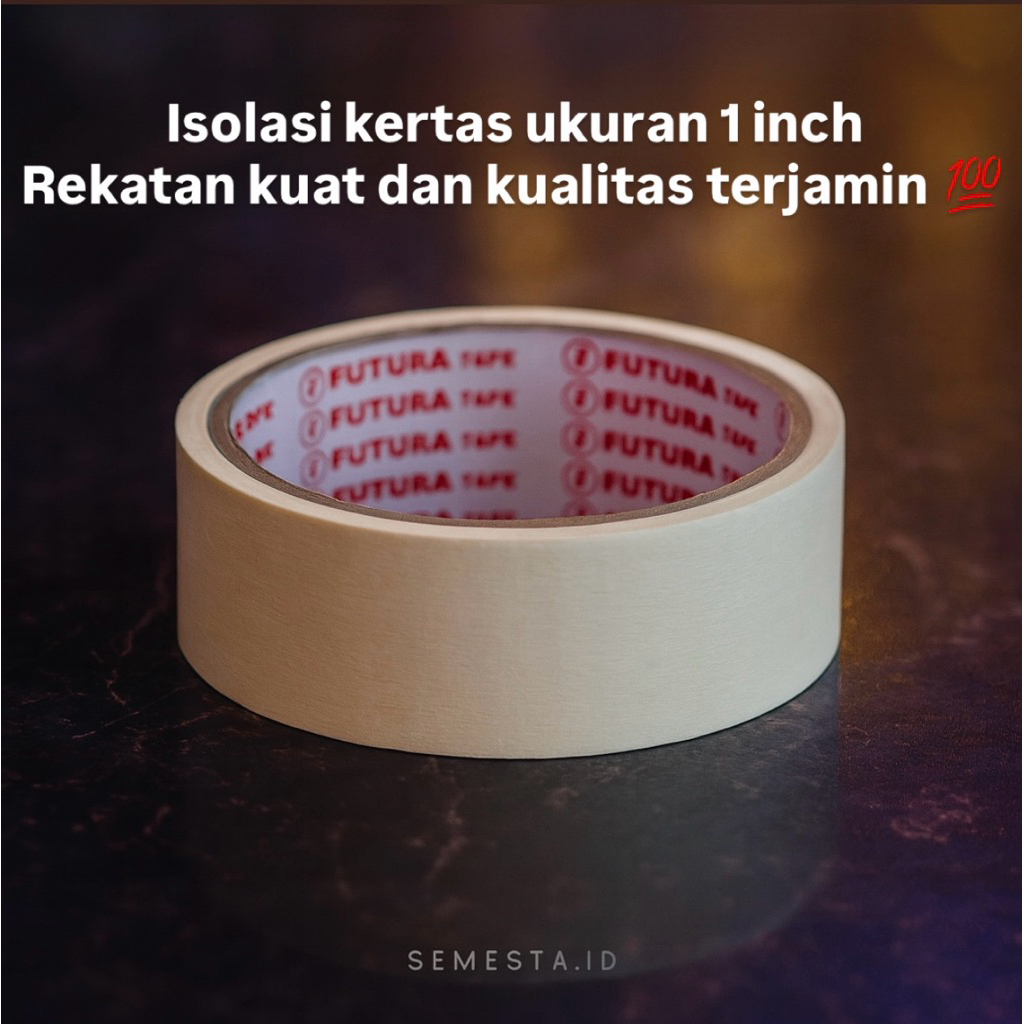 Isolasi Kertas 1 Inch / Masking Tape 1" untuk Cat Tembok & Otomotif | Lakban Kertas Perekat Cat | Mu