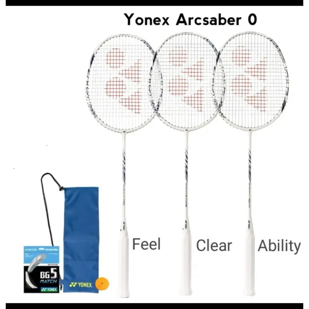 RAKET BADMINTON YONEX ARCSABER 0 ABILITY CLEAR FEEL (WHITE SERIES) + BONUS TAS + SENAR ORIGINAL