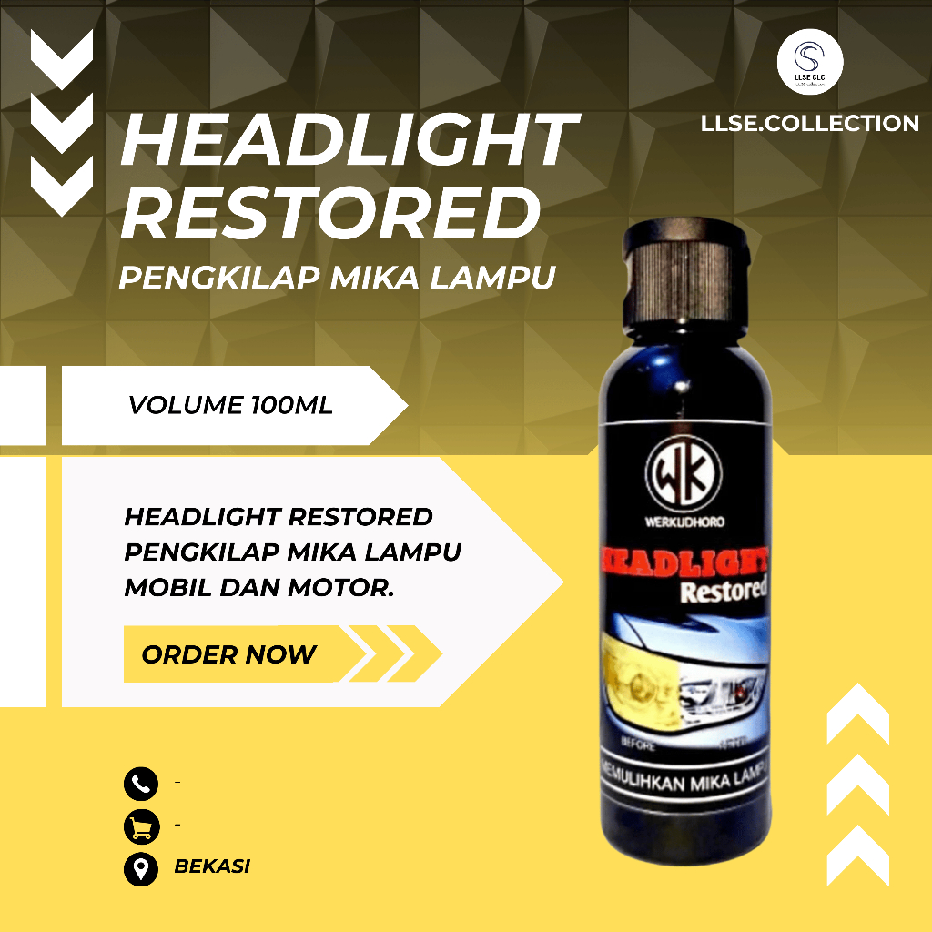 Pengkilap Lampu Mobil / Pembersih Headlight / Mika Lampu / Headlight Restore / Headlamp polish