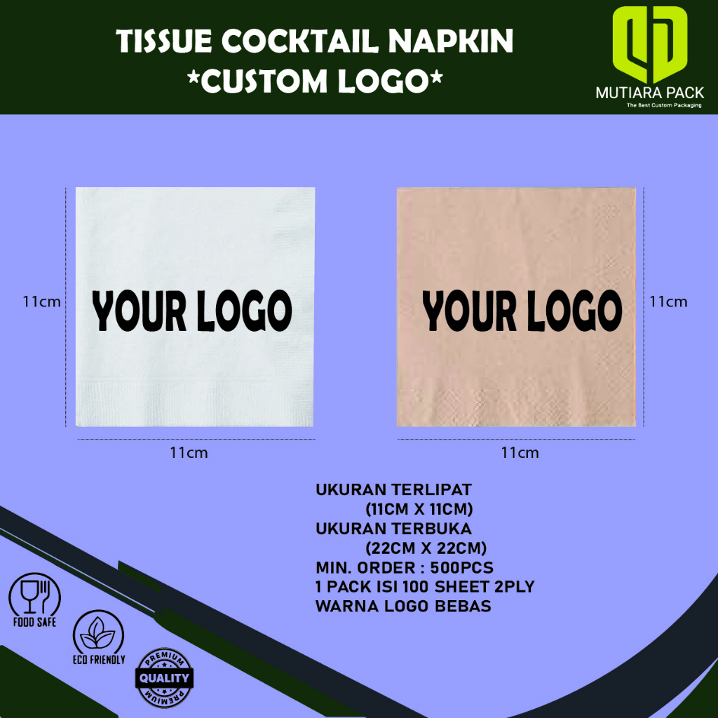 TISSUE COCKTAIL NAPKIN - CUSTOM LOGO