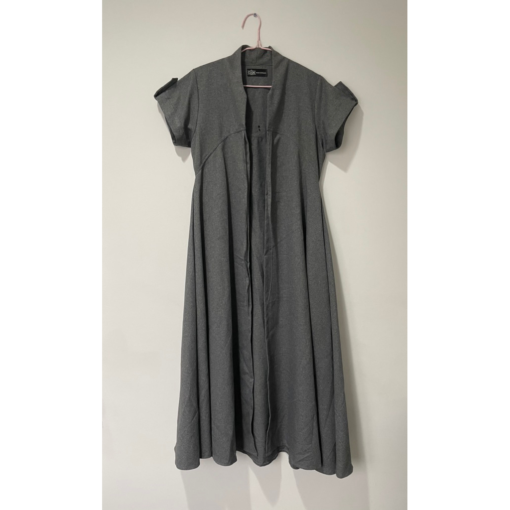 Long Outer Dress Gamis Panjang Longdress Muslim Hijab Polos Abu Wanita Premium Mewah Jumbo Big Size 