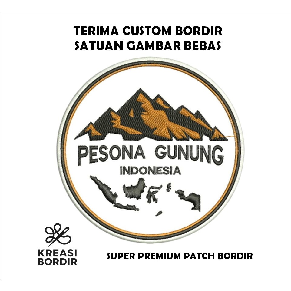 EMBLEM PATCH BORDIR LOGO PESONA GUNUNG INDONESIA - Kreasibordir.id