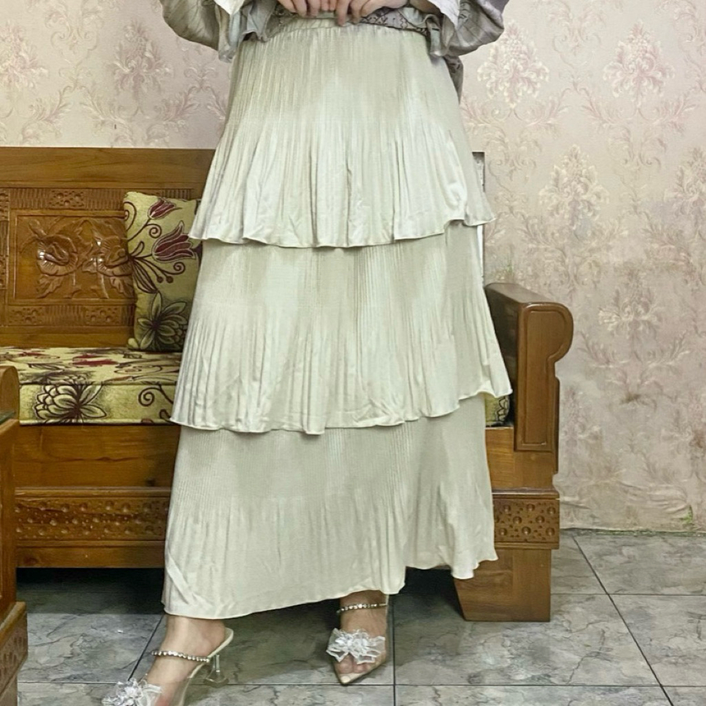 Delisa Rok Ruffle Plisket | Rok Ruffle Slim | Rok Plisket 4 Susun Ruffle