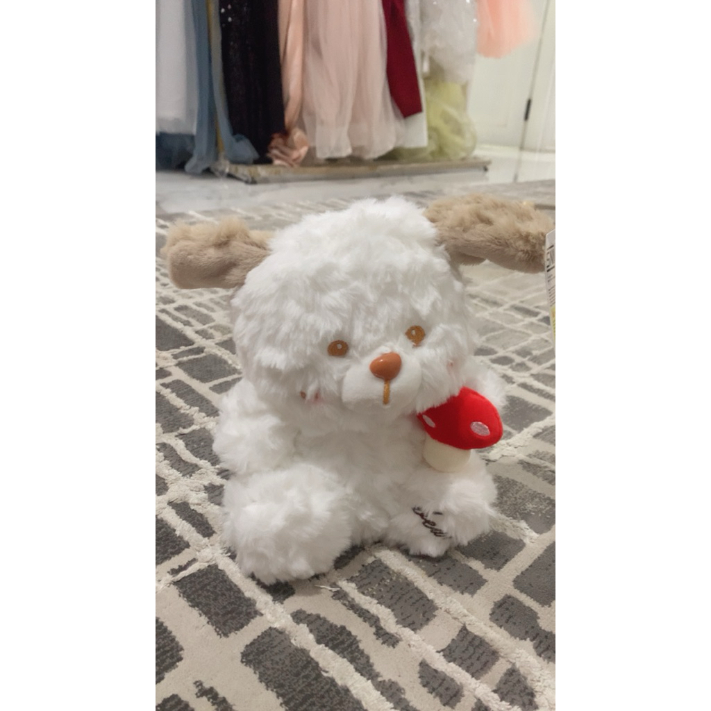 boneka anjing jamur fluffy lucu