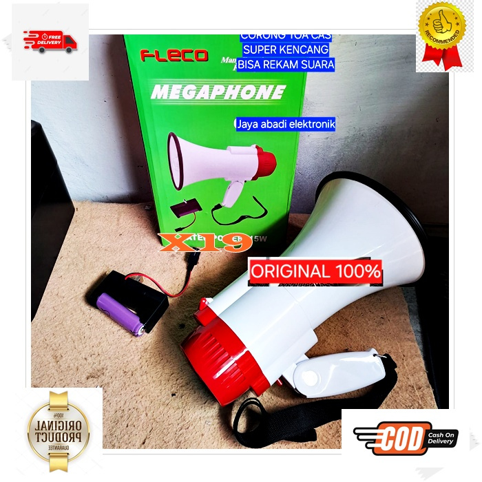 X19 MEGAPHONE PEREKAM SUARA CASAN ISI ULANG BATERAI BATERRY BATERE TOA CORONG Speaker Karaoke PENGER