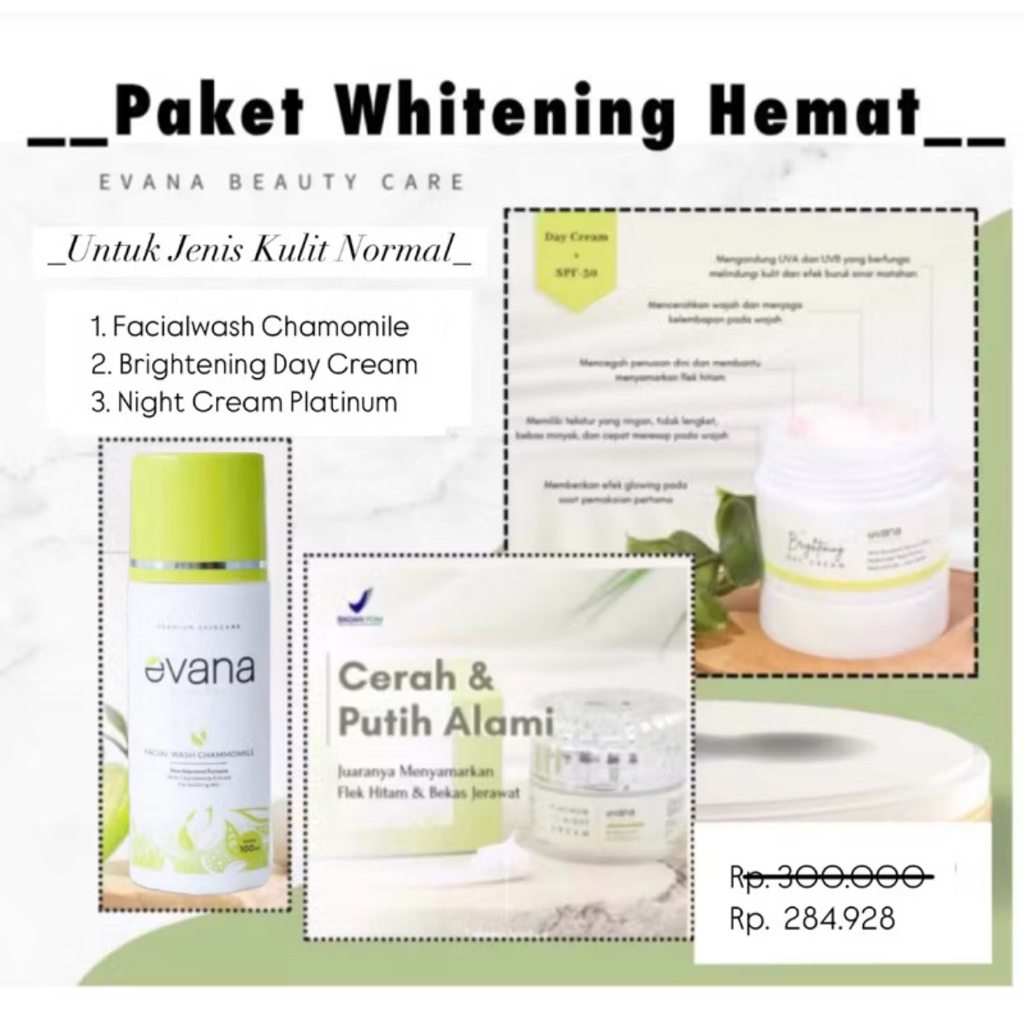 PAKET WHITENING  - EVANA BEAUTY CARE - MEMBUAT WAJAH GLOWING DAN SEHAT
