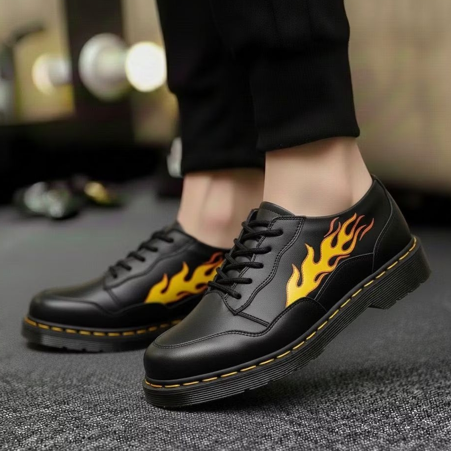 NYKRMN - Sepatu Docmart Oxford Pria Low Boots Skena Casual Flame Oranye