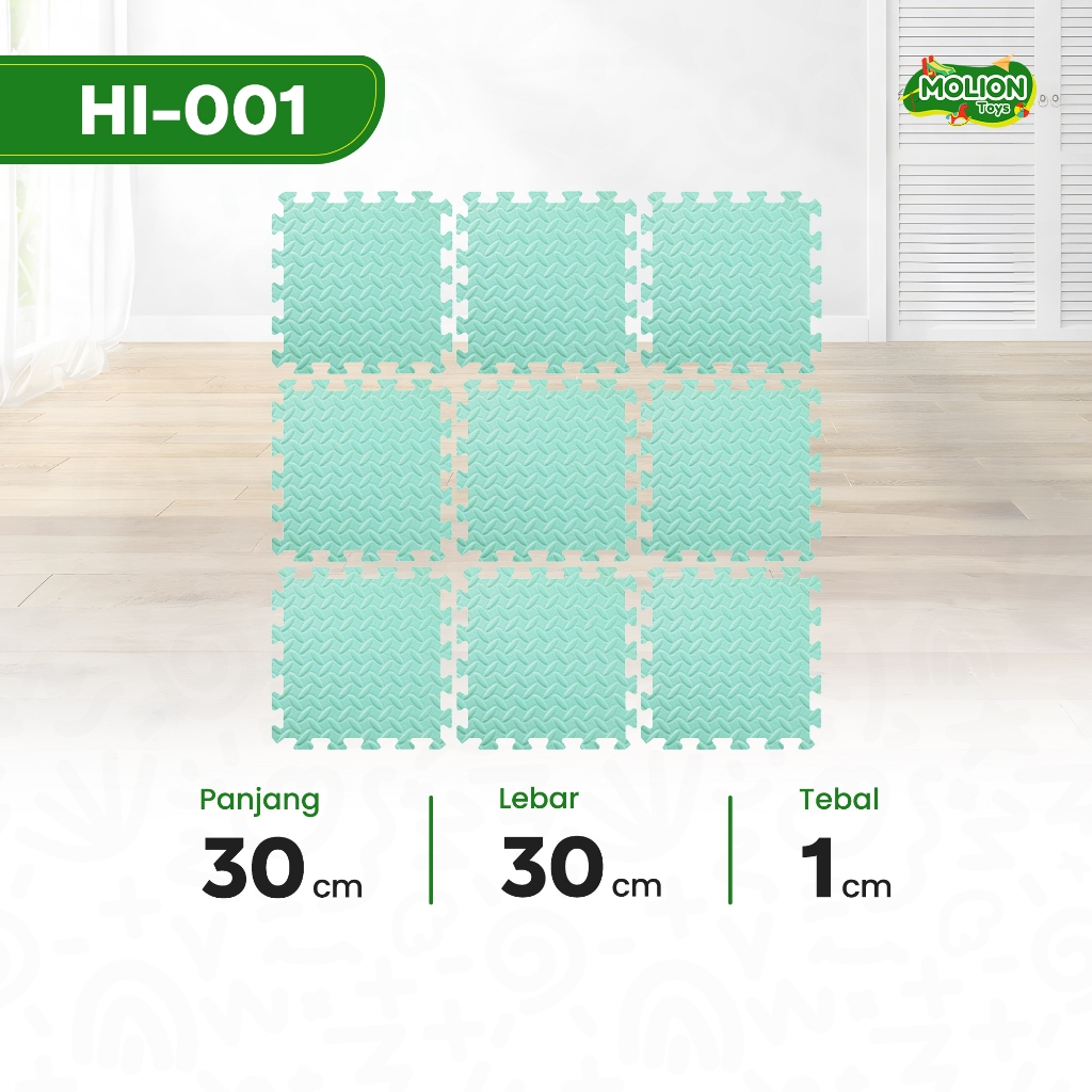 Playmat Bayi Puzzle MOLION TOYS – Karpet Alas Bermain EvaMate 30x30cm Lembut, Aman & Anti-Slip