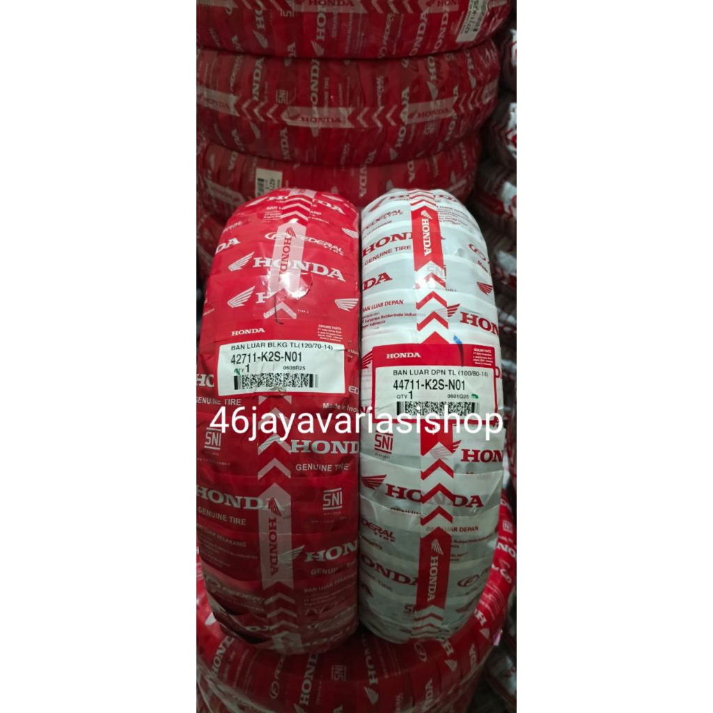 BAN LUAR VARIO160 PCX150 DEPAN 100/80-14 BELAKANG 120/70-14 BAN TUBELESS HONDA FREE PENTIL 100 80 14