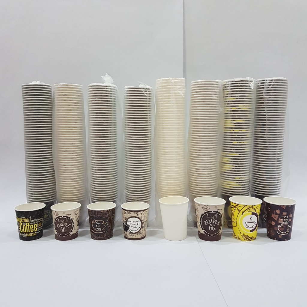 1 DUS 1000 pcs PAPER CUP 6.5 9 oz 9oz GELAS KERTAS KOPI COFFEE POLOS TUTUP PAPER CUP HOT LID GROSIR