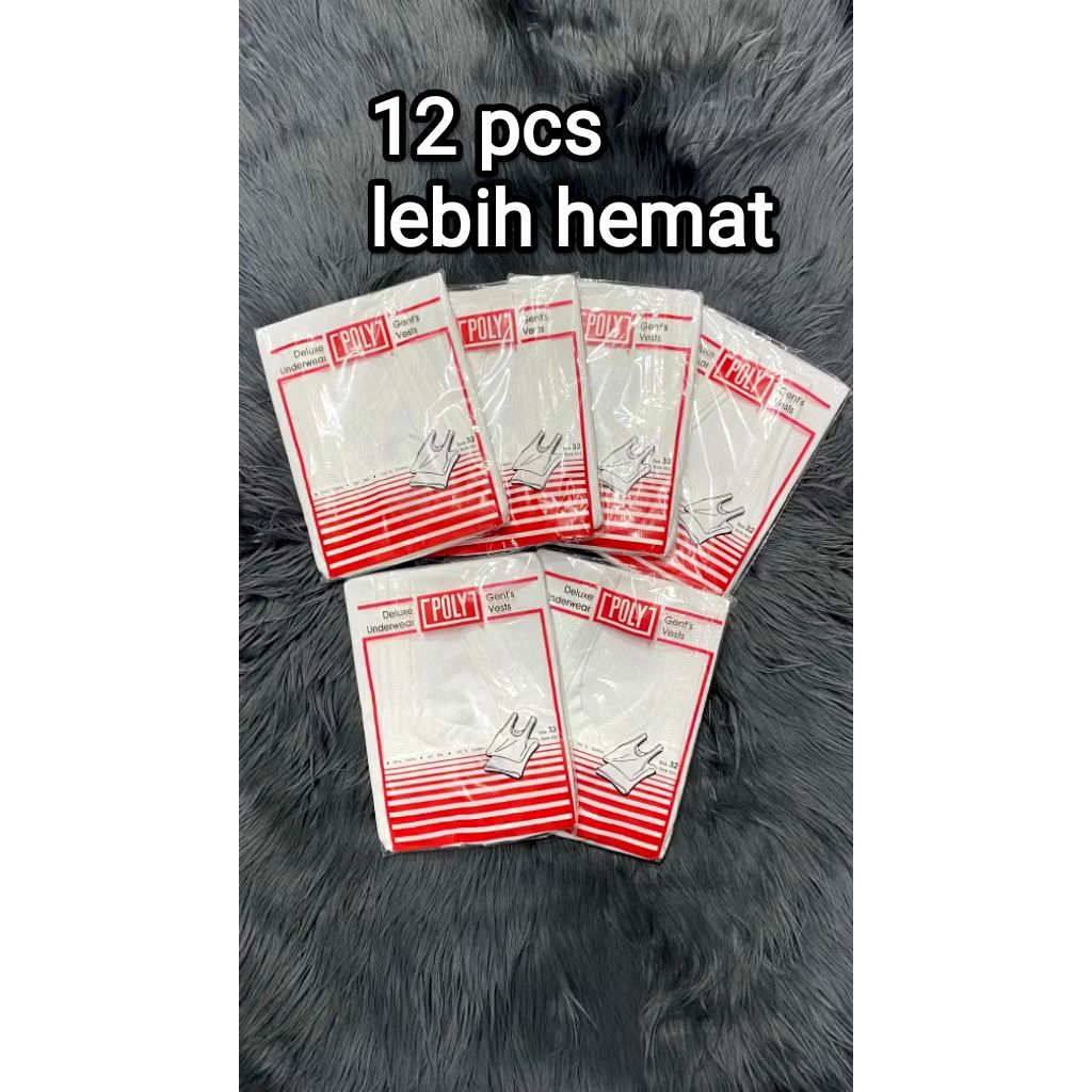 6 pcs singlet pria dewasa poly putih original paket hemat singlet poly