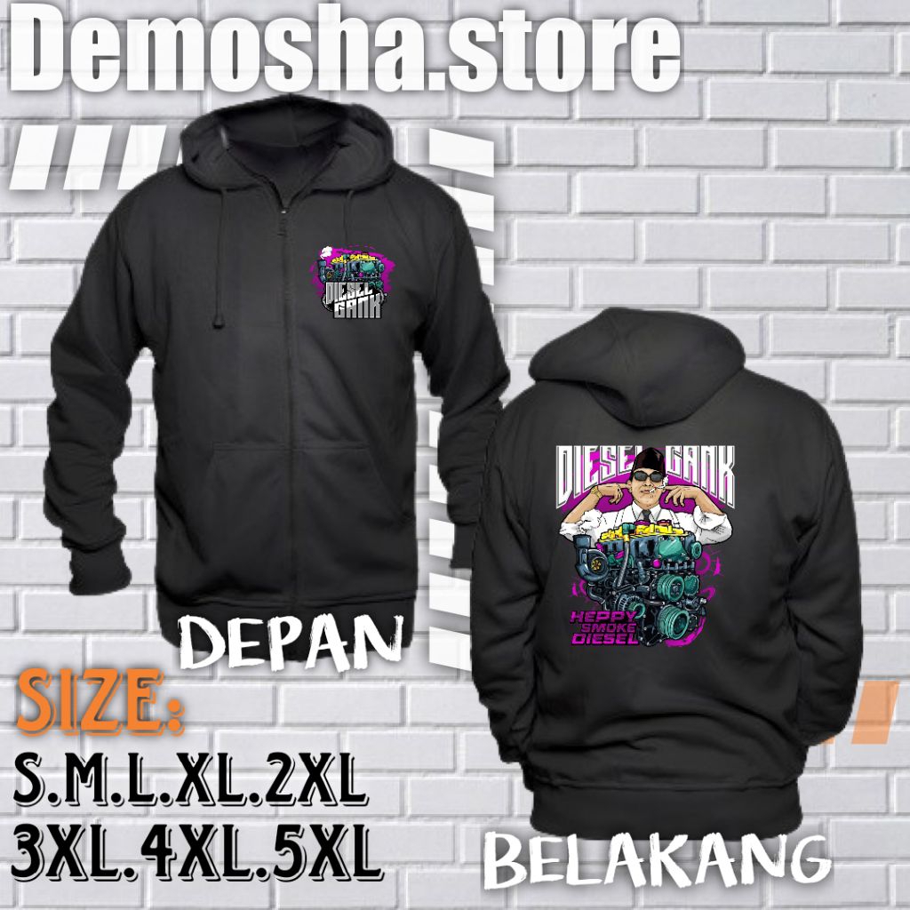 Jaket Zipper Otomotif Diesel Gank Smoke | Jaket Fleece Pria Wanita Keren | Jaket Pria Wanita Keren K