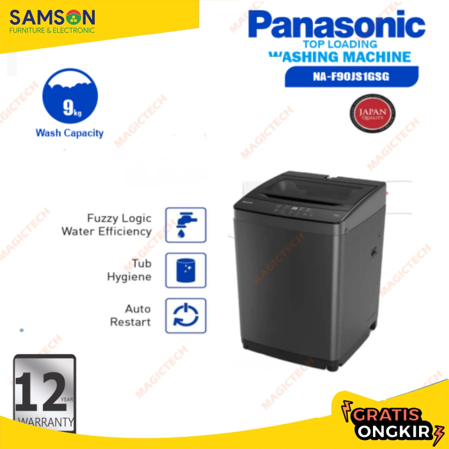 PANASONIC MESIN CUCI TOP LOADING 1 TABUNG 9 KG NA-F90JS1GSG