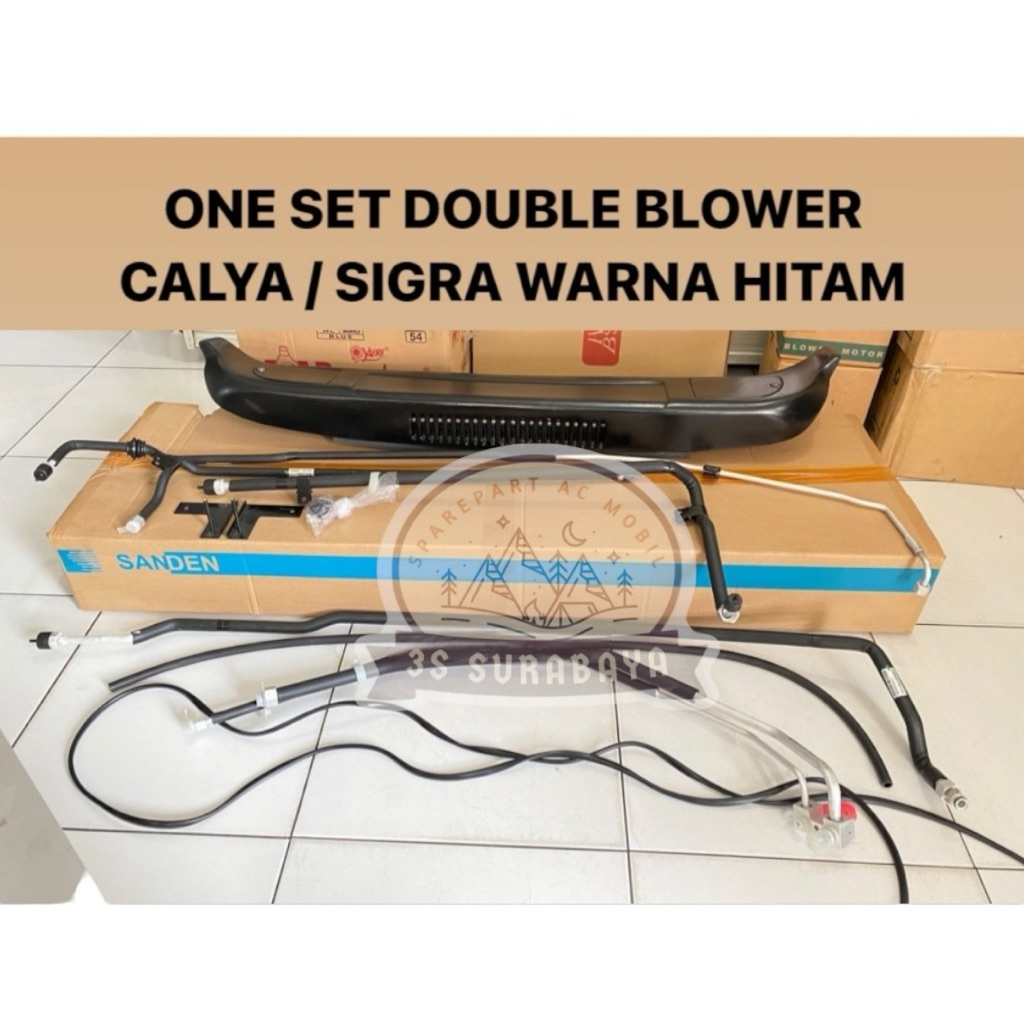 Double Blower Calya Sigra Pasang Baris ke dua Sanden asli Warna HITAM (Baru/New Ac mobil
