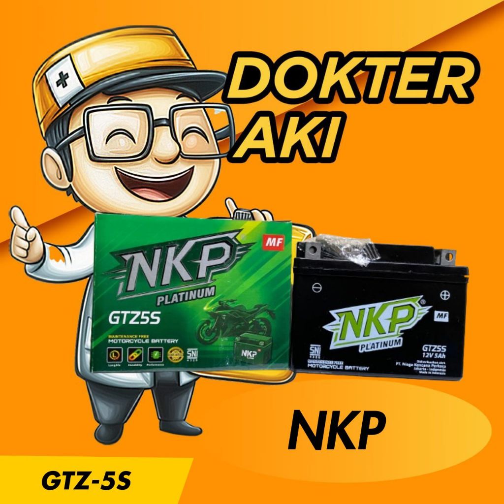 Aki Motor Aki Kering GTZ-5S MF, Merk : NKP ( Beat,Vario,Mio,Scoopy )