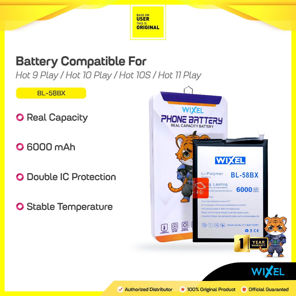 WIXEL Baterai Double Power BL-58BX BL58BX Infinix Hot 12 Play X6816 Hot 9 Play X680 Hot 10 Play X688