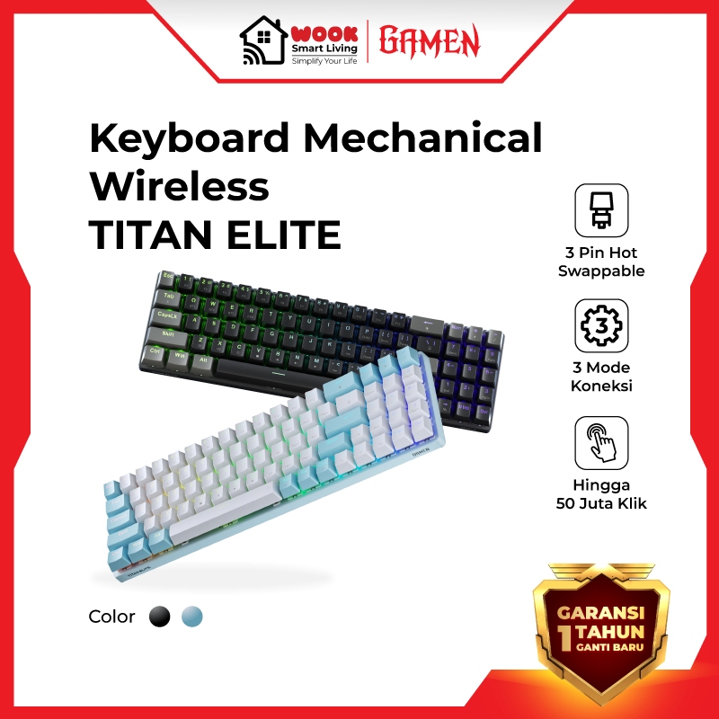 GAMEN Keyboard Mechanical Wireless 78 Keys RGB Silver Switch Hot Swappable 3 Mode Connection 2.4G BT