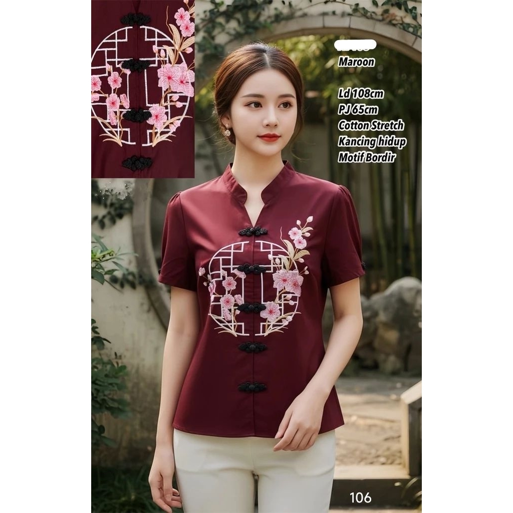 atasan blouse katun bordir import jumbo bigsize