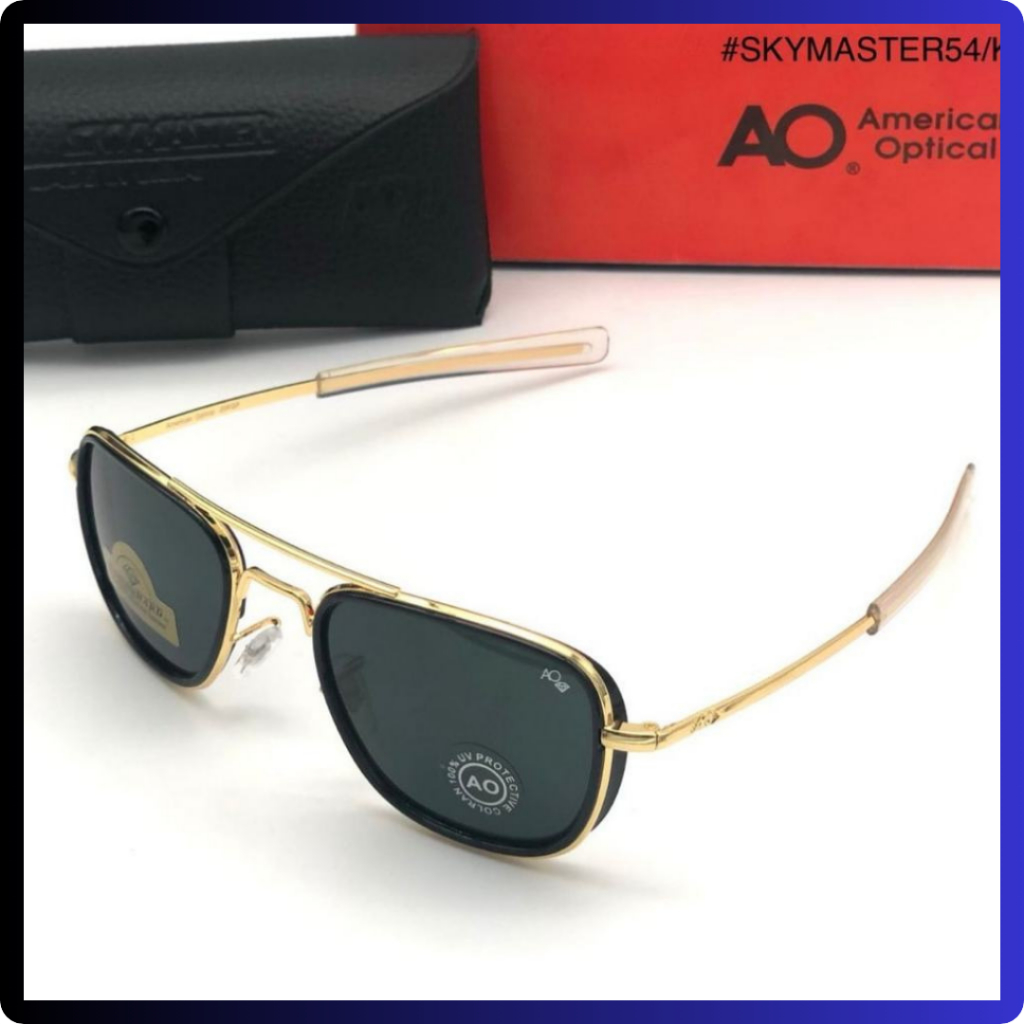 KACAMATA HITAM  TERLARIS  AO SKYMASTER  LENSA KACA ASLI KEREN UNISEX DENGAN LENSA POLARIZED