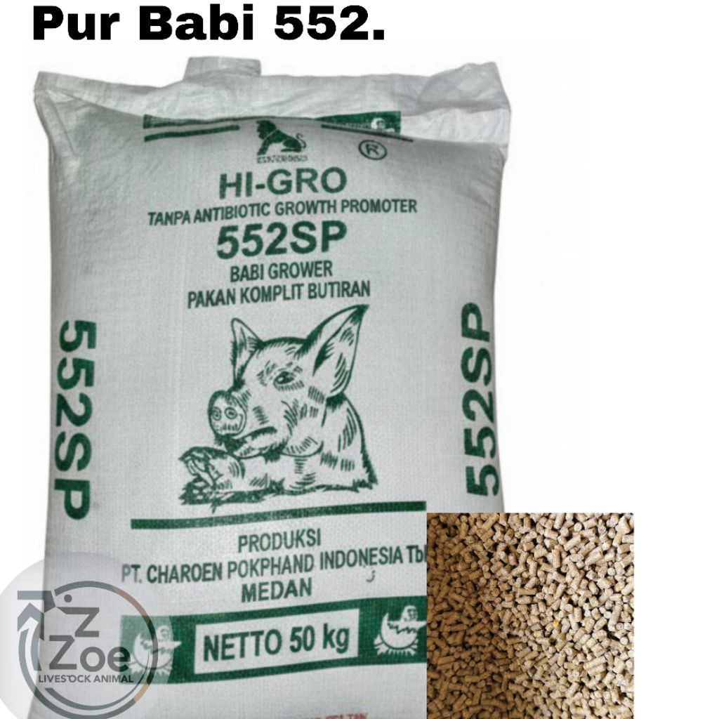 Pur Babi 552. Pakan Babi berkualitas, Penggemuk Ternak. Pakan untuk fase Pertumbuhan hingga Fase Pan