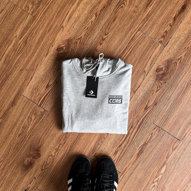 ORIGINAL Hoodie Converse Cons Logo Box Chevron Grey