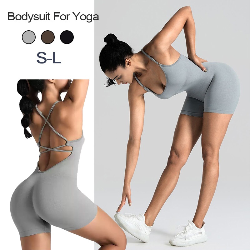 Jumpsuit Yoga Wanita Seksi, Baju Olahraga Punggung Terbuka, Fit & Nyaman untuk Latihan