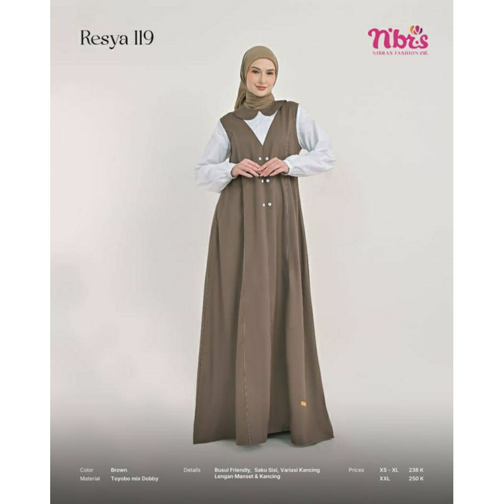 RESYA 119 NIBRAS/ GAMIS WANITA NIBRAS KEKINIAN/ GAMIS REMAJA/ OUTFIT MUSLIMAH/ GAMIS NIBRAS