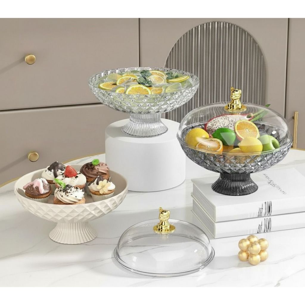 Keranjang Buah Aesthetic / Tudung Saji Crystal / Tudung Saji / Piring Buah Aesthetic