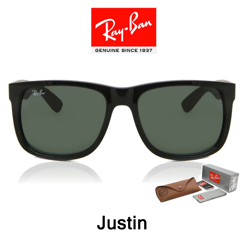 Kacamata Hitam RAY-BAN Justin | RB4165 | Full Fitting | Sunglasses | 57mm Black Green Original 100% 