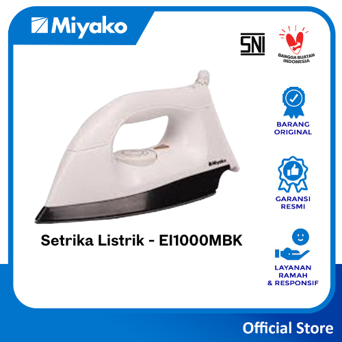 Setrika Miyako EI1000MBK Gosokan Setrika kering Anti lengket 395 Watt Black