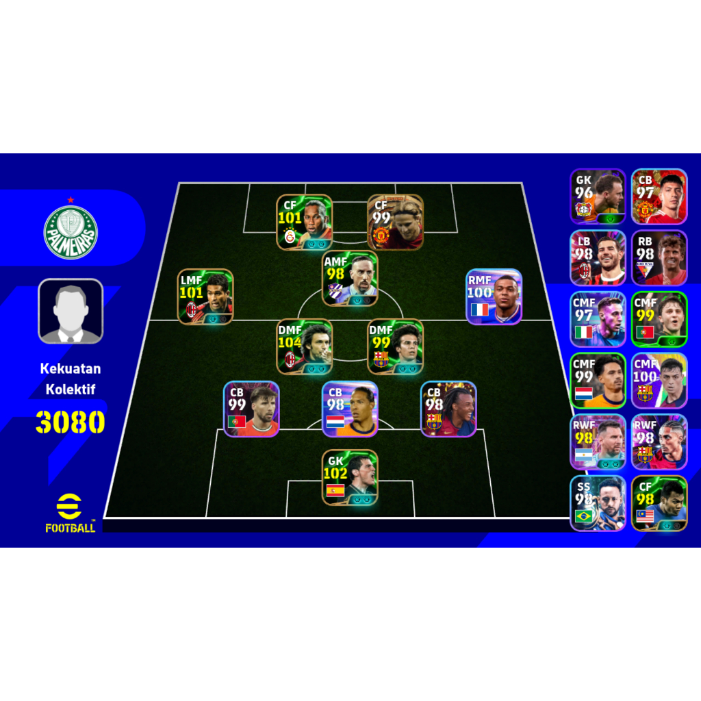 Termurah akun efootball 2026 Big Time Forlan, Epic Pirlo, Serginho, Drogba, Cassilas