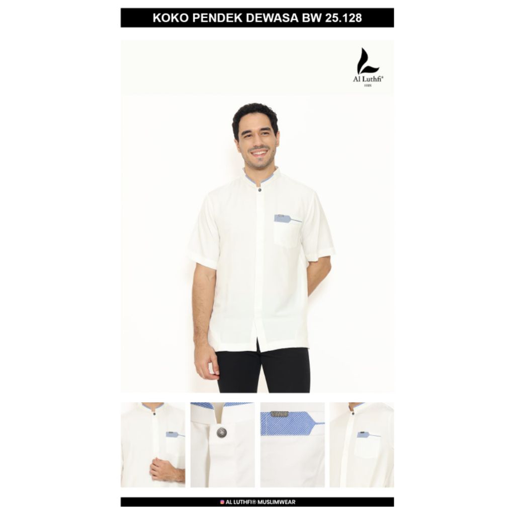 Koko Dewasa Putih AL Luthfi / Koko AL Luthfi Tangan Pendek 25.128