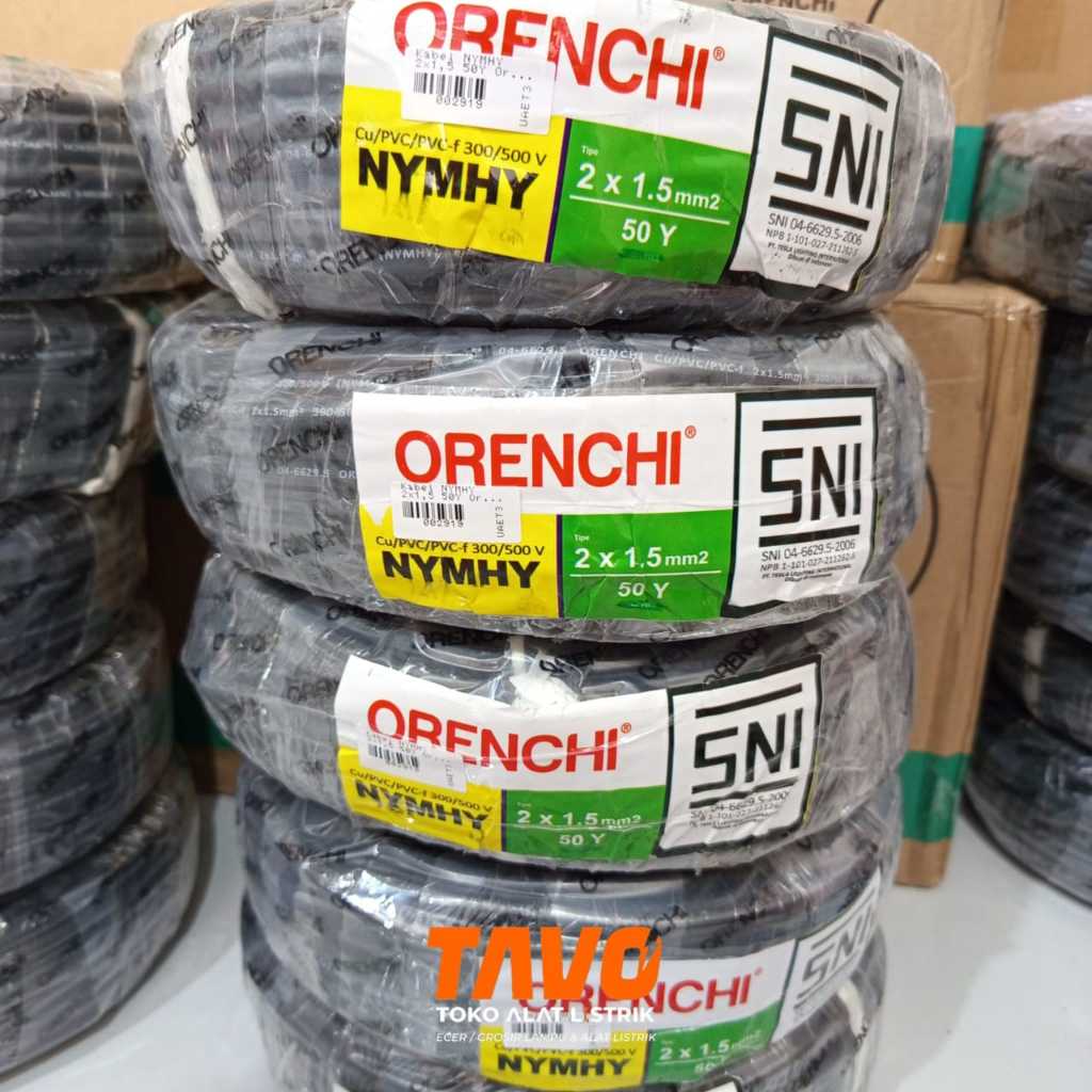 Kabel NYMHY Orenchi 2 x 1.5 SNI Kabel Listrik Serabut Tembaga 2x1.5