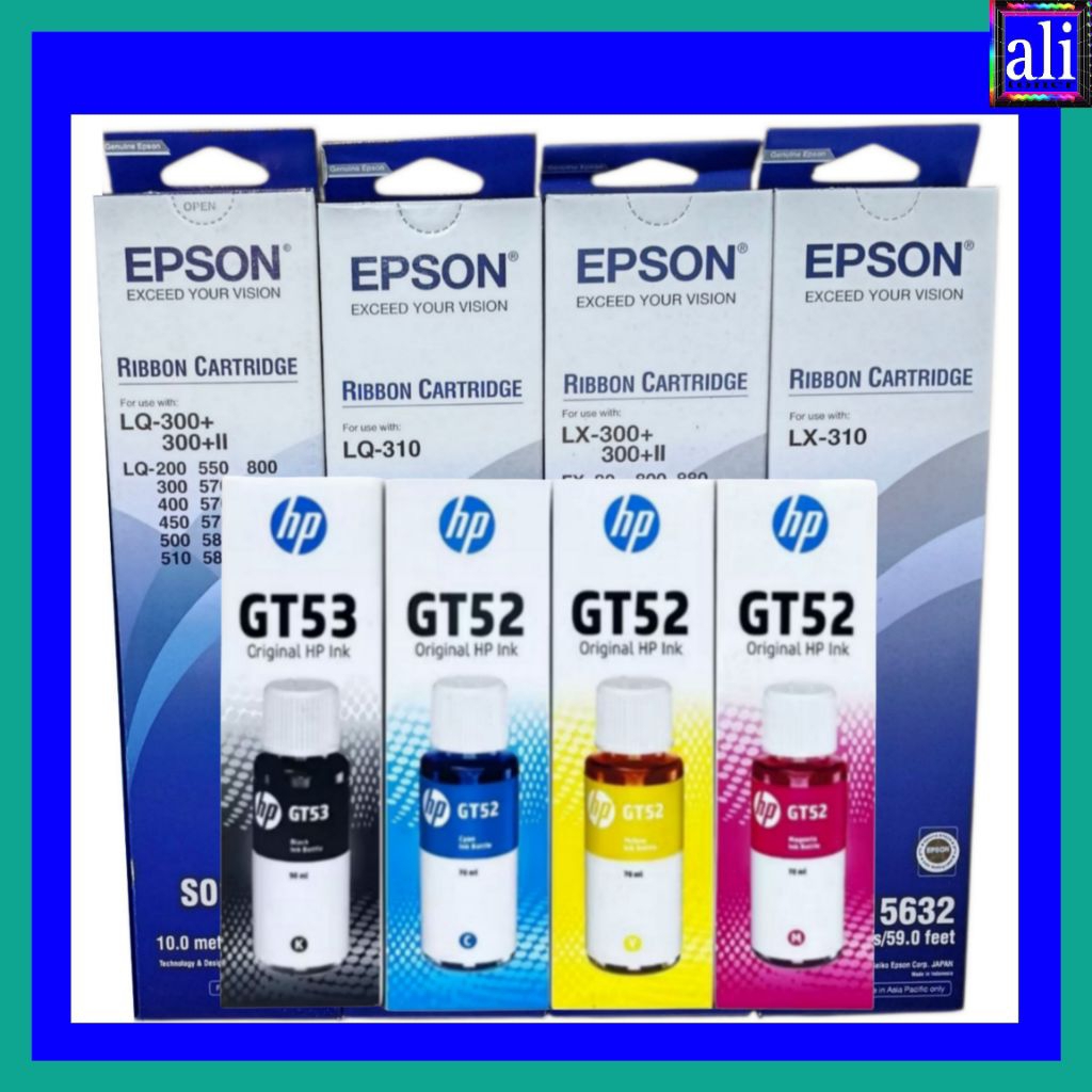 TINTA HP GT53/GT52 & RIBBON EPSON LQ-310 LX-310 LX-300 (LQ310 LX310 LX300) BLACK PITA & RUMAHNYA ORI