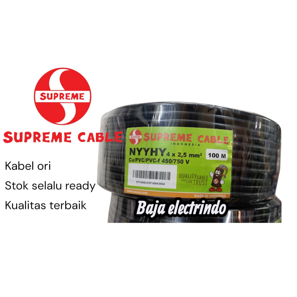 KABEL SERABUT ISI 4 NYYHY 4X2,5MM SUPREME @50M/100M NYYHY 4X2,5 4X2.5 MM 4X2.5MM SUPREME