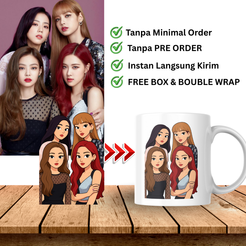 Mug Custom Foto Jadi Kartun – Cetak di Mug Keramik, Proses Cepat Tanpa Pre-Order