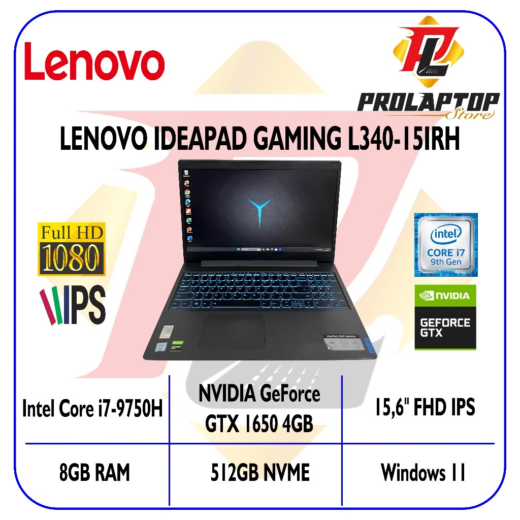 Lenovo Ideapad Gaming L340-15IRH Intel Core i7-9750H NVIDIA GTX 1650 RAM 8GB SSD NVME 512GB 15,6" FH
