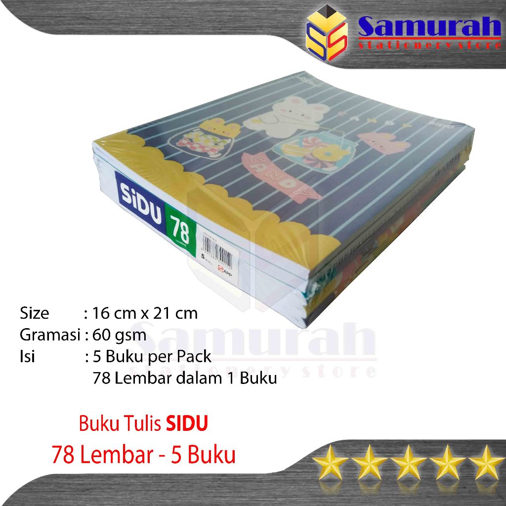 Buku Tulis Sidu 78 Lbr / Buku Tulis Sinar Dunia 78 Lembar / Buku 78lbr / Buku Tulis Termurah 78 Sidu