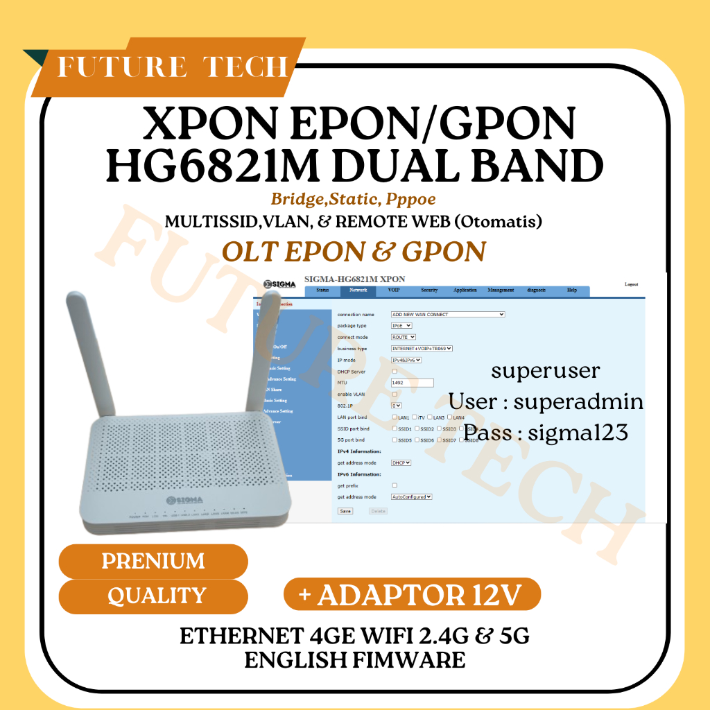 NEW XPON EPON GPON HG6821M DUAL BAND PRENIUM